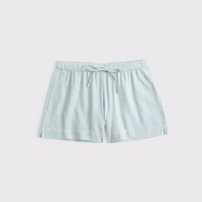 Abercrombie & Fitch Mid Rise Linen-blend Pull-on Short In Blue