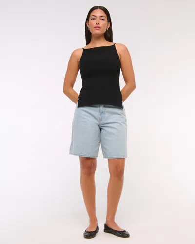 Abercrombie & Fitch Curve Love Mid Rise Jort In Brown