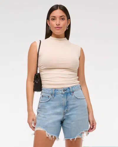 Abercrombie & Fitch Curve Love High Rise Loose Short In White