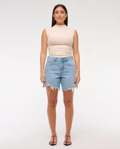 Abercrombie & Fitch Curve Love High Rise Loose Short In White