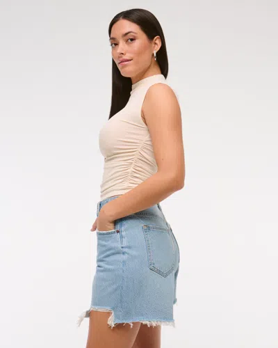 Abercrombie & Fitch Curve Love High Rise Loose Short In White