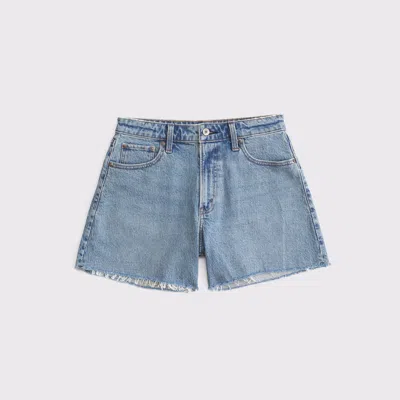 Abercrombie & Fitch Curve Love High Rise Dad Short In Blue