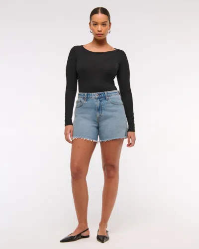 Abercrombie & Fitch Curve Love High Rise Dad Short In Blue