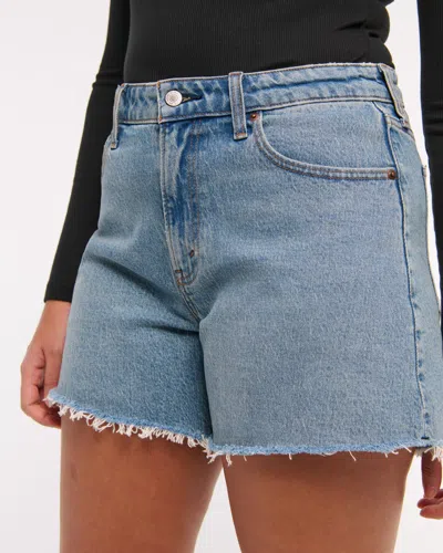 Abercrombie & Fitch Curve Love High Rise Dad Short In Blue