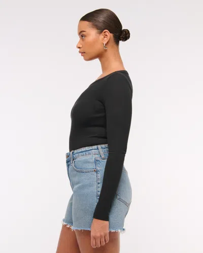 Abercrombie & Fitch Curve Love High Rise Dad Short In Blue