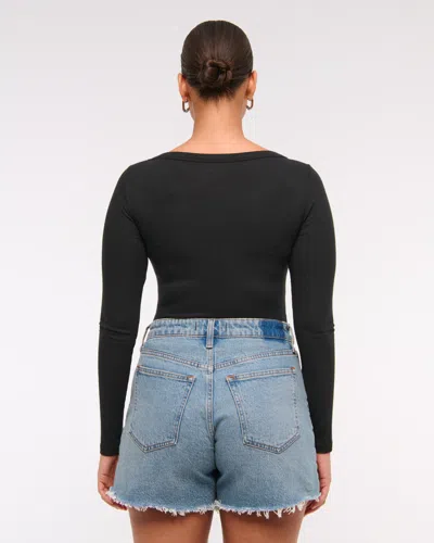 Abercrombie & Fitch Curve Love High Rise Dad Short In Blue