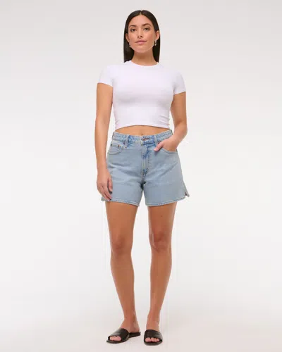 Abercrombie & Fitch Curve Love High Rise Dad Short In White
