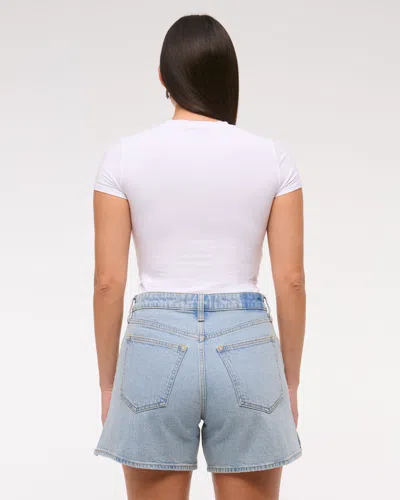 Abercrombie & Fitch Curve Love High Rise Dad Short In White