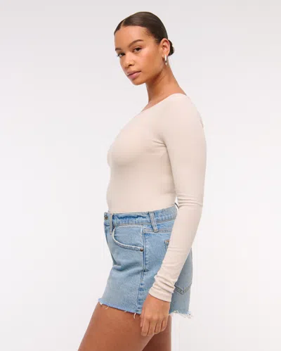 Abercrombie & Fitch Curve Love High Rise 90s Cutoff Short In Blue