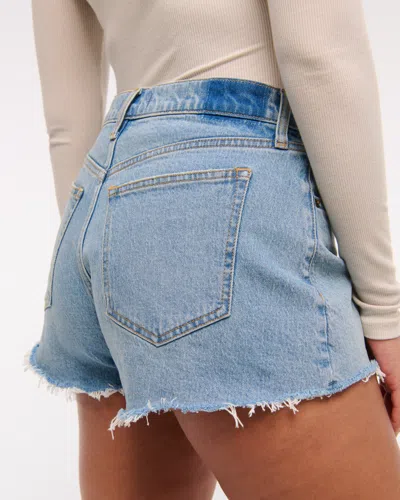 Abercrombie & Fitch Curve Love High Rise 90s Cutoff Short In Blue