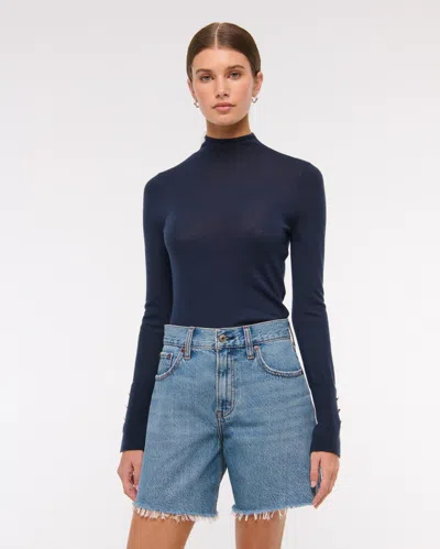 Abercrombie & Fitch High Rise Loose Short In Blue