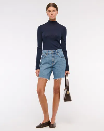 Abercrombie & Fitch High Rise Loose Short In Blue