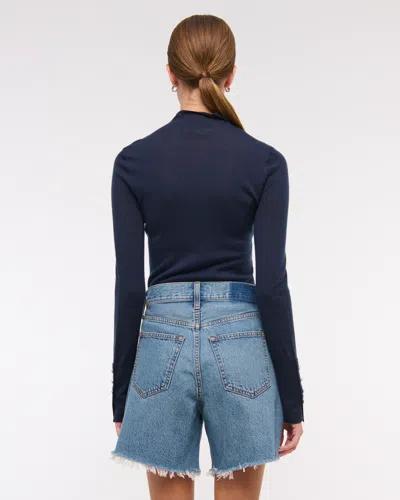 Abercrombie & Fitch High Rise Loose Short In Blue