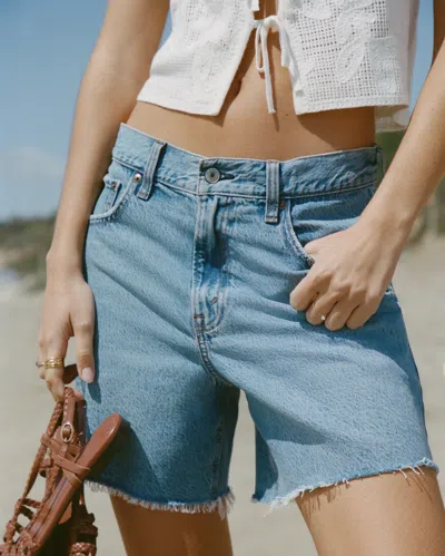 Abercrombie & Fitch High Rise Loose Short In Blue