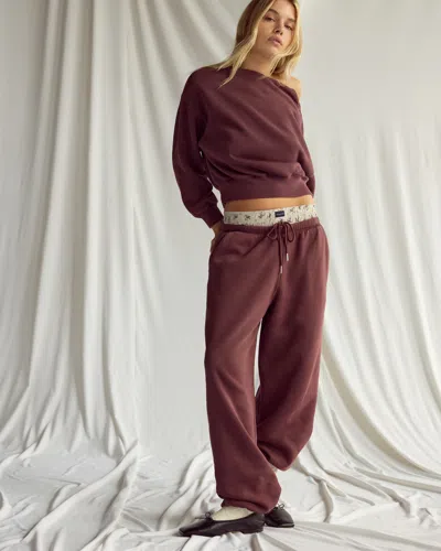 Abercrombie & Fitch High Rise Sunday Baggy Sweatpant In Burgundy