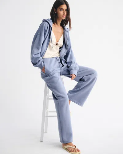 Abercrombie & Fitch High Rise Sunday Wide Leg Sweatpant In Blue