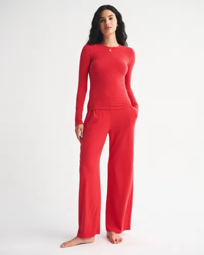 Abercrombie & Fitch Lounge Brushed Wide Leg Sweatpant In Red