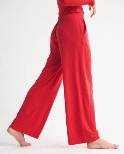 Abercrombie & Fitch Lounge Brushed Wide Leg Sweatpant In Red