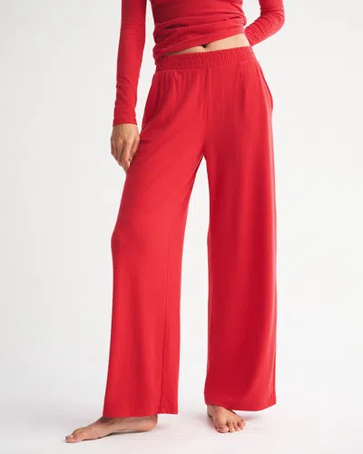 Abercrombie & Fitch Lounge Brushed Wide Leg Sweatpant In Red