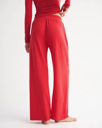 Abercrombie & Fitch Lounge Brushed Wide Leg Sweatpant In Red
