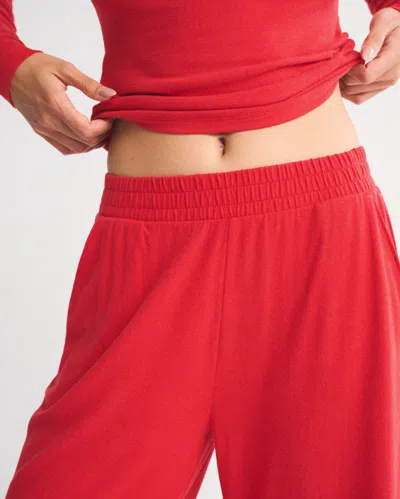 Abercrombie & Fitch Lounge Brushed Wide Leg Sweatpant In Red
