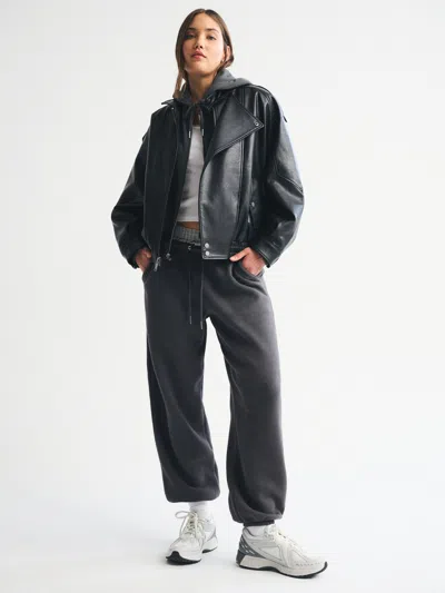 Abercrombie & Fitch High Rise Sunday Baggy Sweatpant In Black