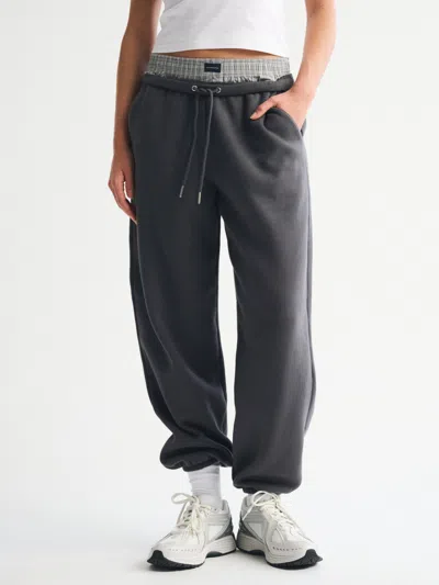 Abercrombie & Fitch High Rise Sunday Baggy Sweatpant In Black
