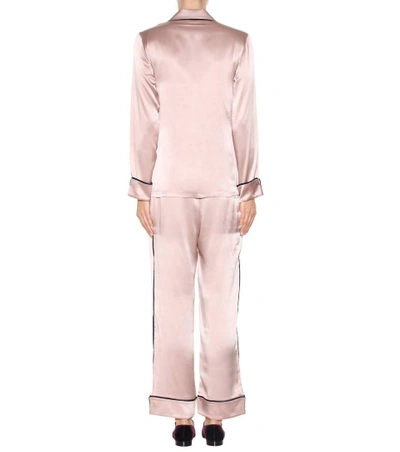 Shop Olivia Von Halle Coco Silk-satin Pyjama Set In Oyster