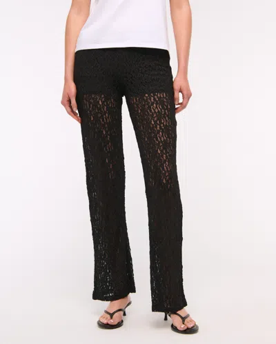 Abercrombie & Fitch High Rise Knit Lace Pant In Black