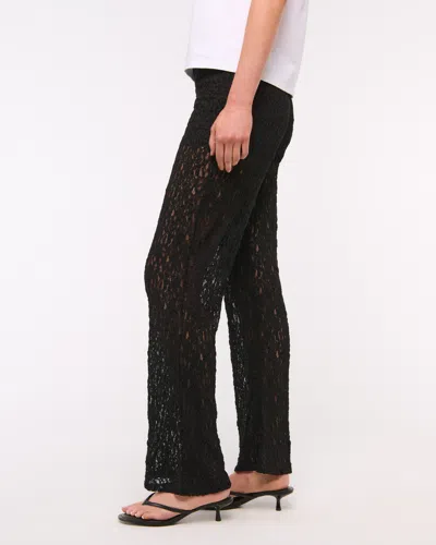 Abercrombie & Fitch High Rise Knit Lace Pant In Black