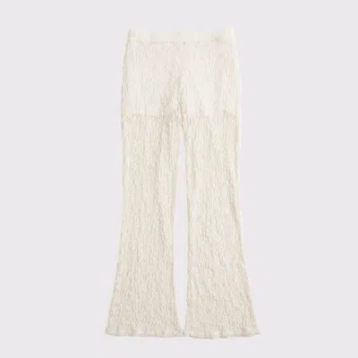 Abercrombie & Fitch High Rise Knit Lace Pant In White