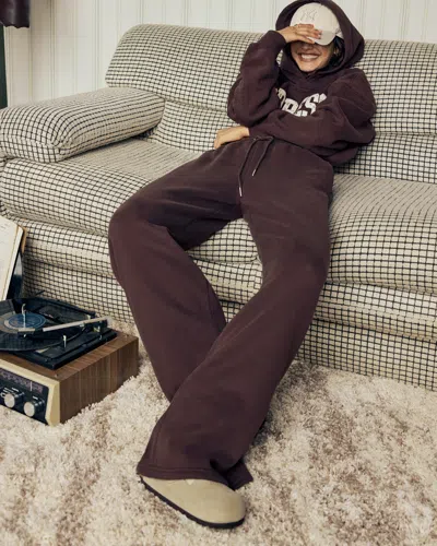 Abercrombie & Fitch High Rise Wide Leg Sunday Sweatpant In Brown
