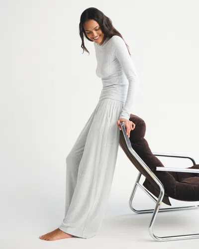 Abercrombie & Fitch Lounge Brushed Wide Leg Sweatpant In Gray