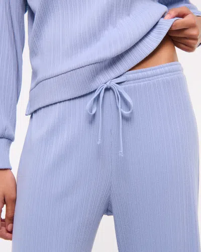 Abercrombie & Fitch Lounge Rib Wide Leg Sweatpant In Blue
