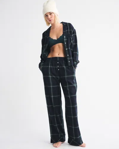 Abercrombie & Fitch Flannel Sleep Shirt In Blue