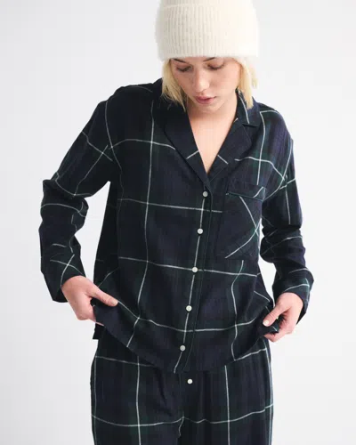 Abercrombie & Fitch Flannel Sleep Shirt In Blue