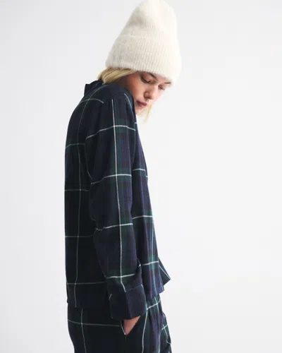 Abercrombie & Fitch Flannel Sleep Shirt In Blue