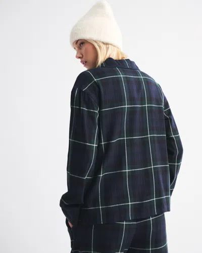 Abercrombie & Fitch Flannel Sleep Shirt In Blue