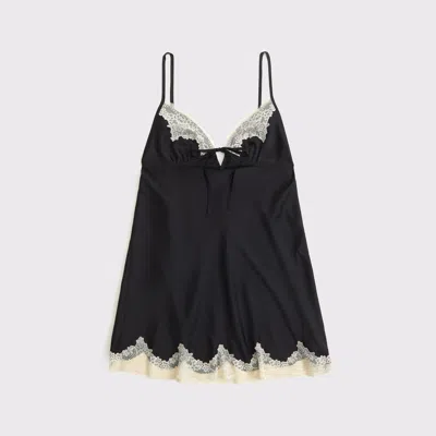 Abercrombie & Fitch Lace And Satin Nightie In Black