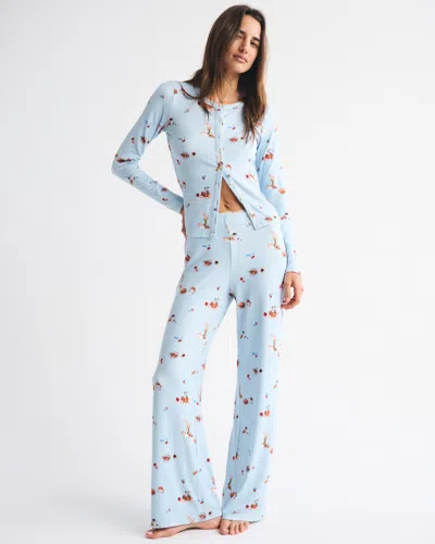 Abercrombie & Fitch Long-sleeve Pointelle Sleep Top In Blue