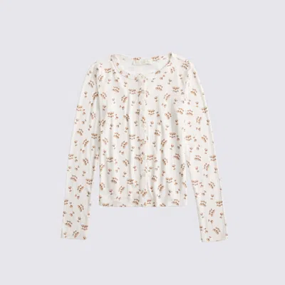 Abercrombie & Fitch Long-sleeve Pointelle Sleep Top In White