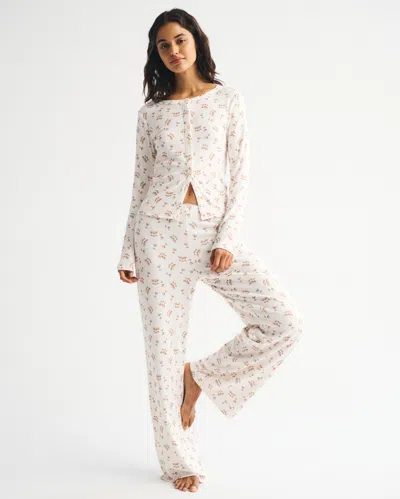 Abercrombie & Fitch Long-sleeve Pointelle Sleep Top In White