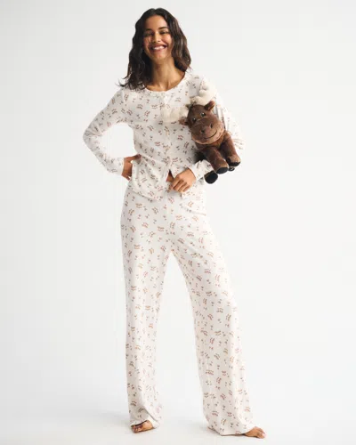 Abercrombie & Fitch Long-sleeve Pointelle Sleep Top In White