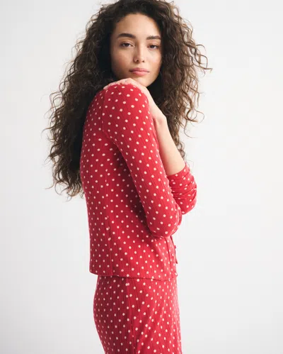 Abercrombie & Fitch Pointelle Button-through Sleep Top In Red