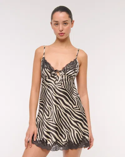 Abercrombie & Fitch Jacquard Lace And Satin Nightie In Multi