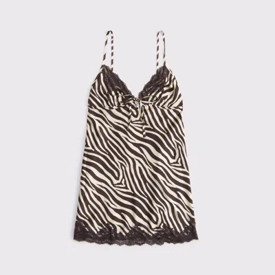 Abercrombie & Fitch Jacquard Lace And Satin Nightie In Multi