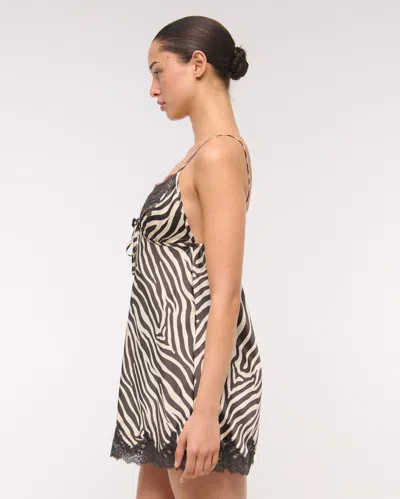 Abercrombie & Fitch Jacquard Lace And Satin Nightie In Multi