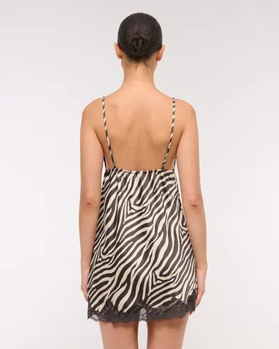 Abercrombie & Fitch Jacquard Lace And Satin Nightie In Multi