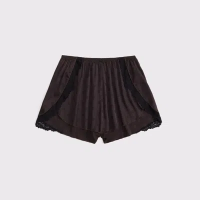 Abercrombie & Fitch Jacquard Lace And Satin Sleep Short In Red