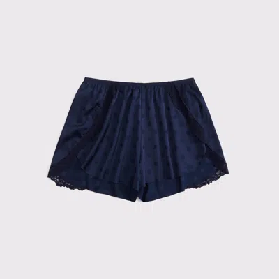 Abercrombie & Fitch Jacquard Lace And Satin Sleep Short In Blue